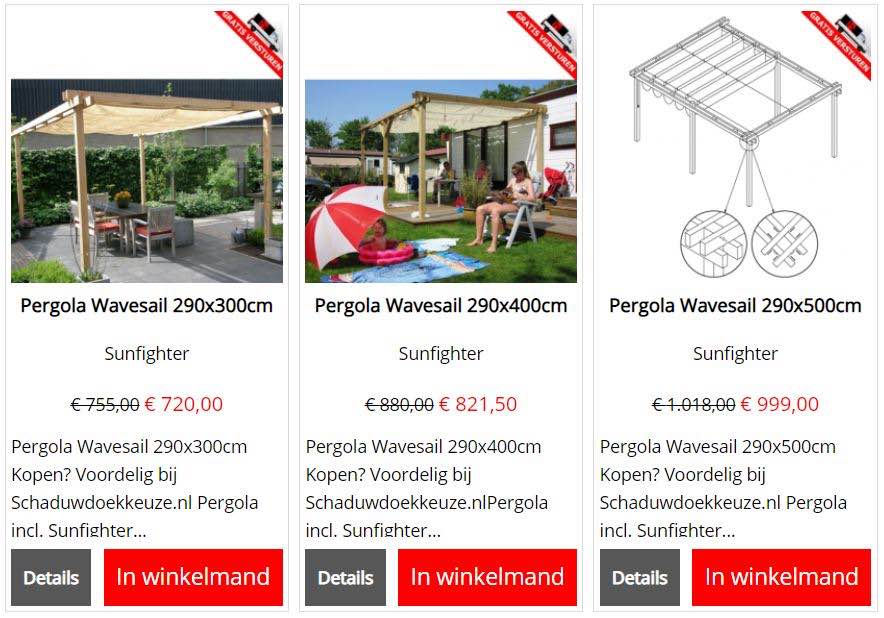 pergola zonwering